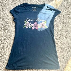 Wound Up Blue Fitted Short Sleeve Tee